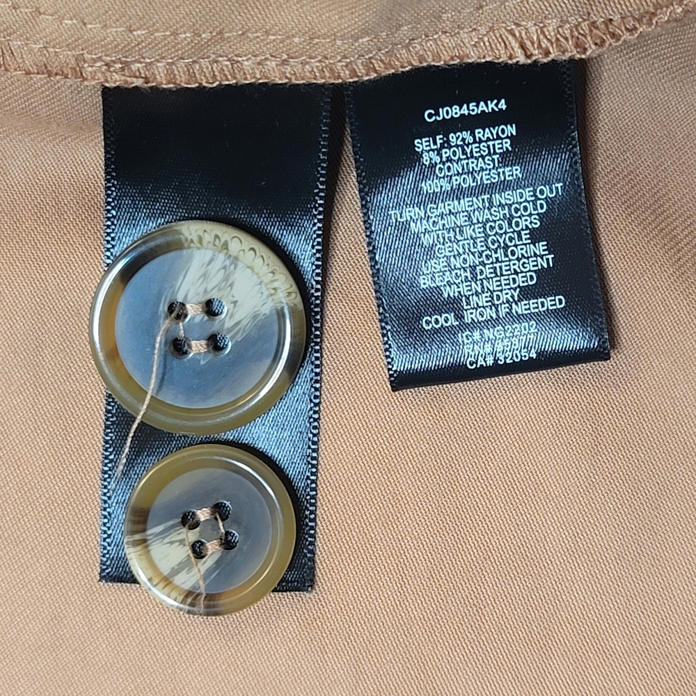 Anthropologie X Sanctuary Cropped Trench Coat Sz XXS Tan Slant Pockets Buttons - Picture 15 of 16